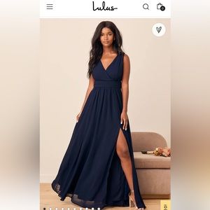 Lulu’s Thoughts of Hue Navy Blue Surplice Maxi Dress